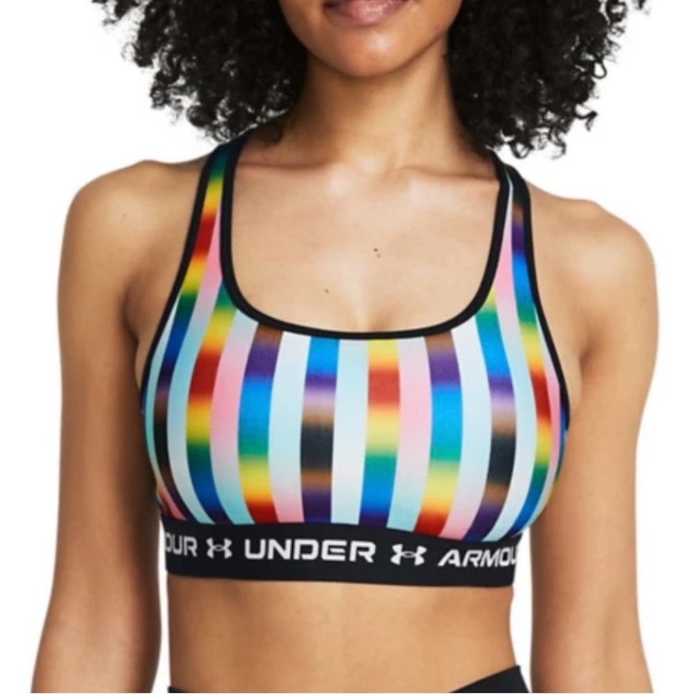 NWT Under Armour Women's Pride Multicolor Striped Sports Bra